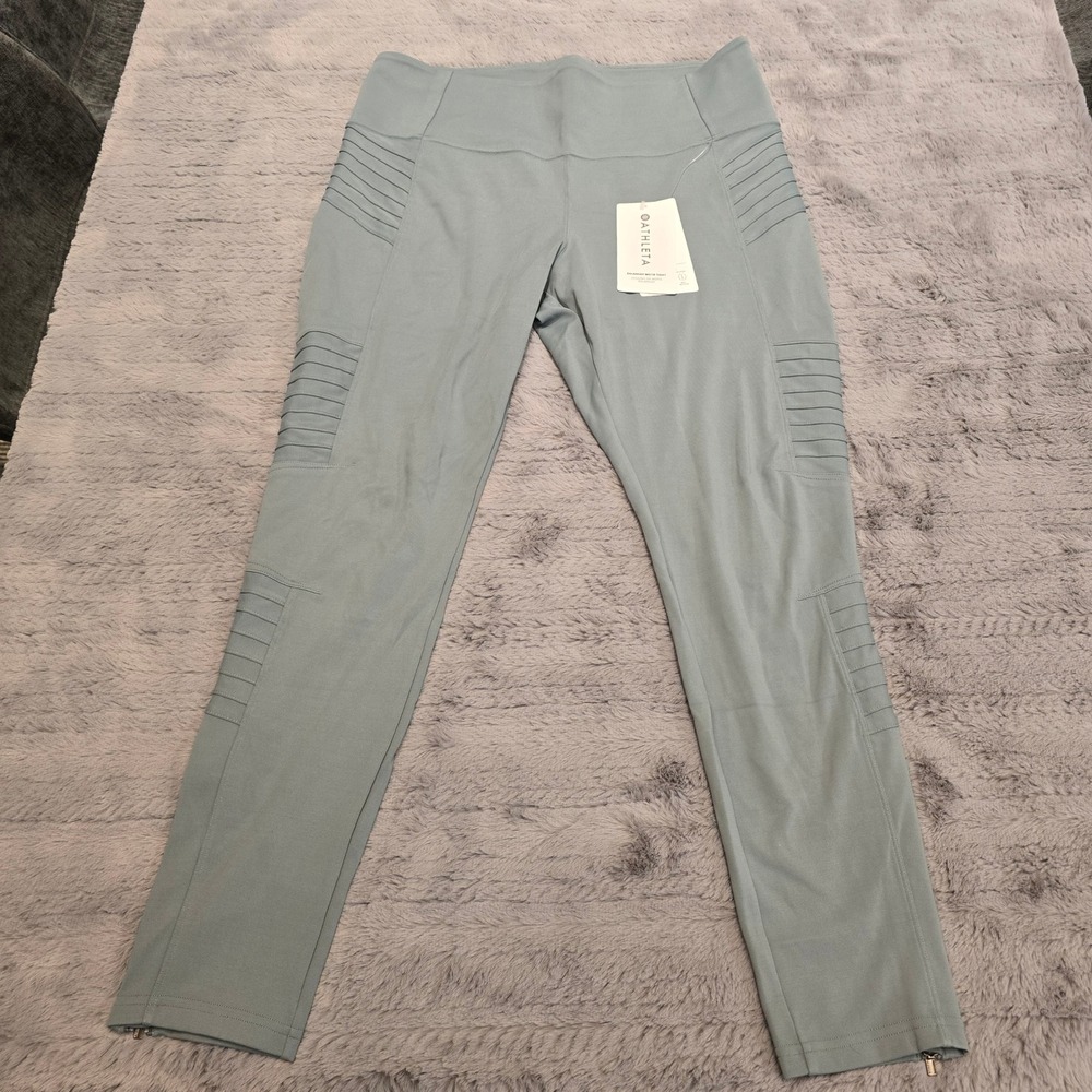 Athleta Delancey Moto Sage Green Blue Leggings 1X NWT 598323